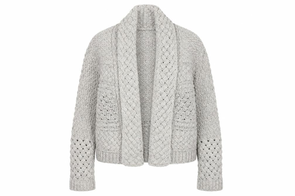 Marks & Spencer Women’s Grey Chunky Knit Open Cardigan Size 14