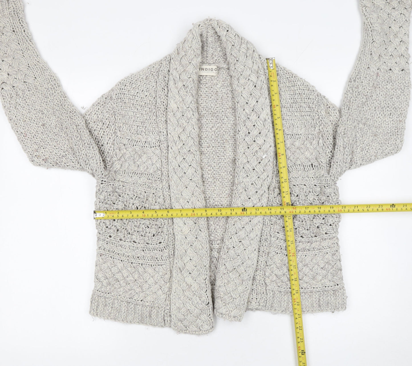 Marks and Spencer Women’s Grey Chunky Knit Open Cardigan Size 14