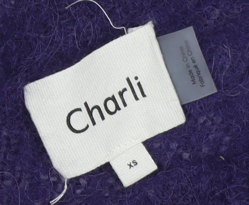 Charli Women’s Purple Alpaca Knit V-Neck Pullover Jumper XS