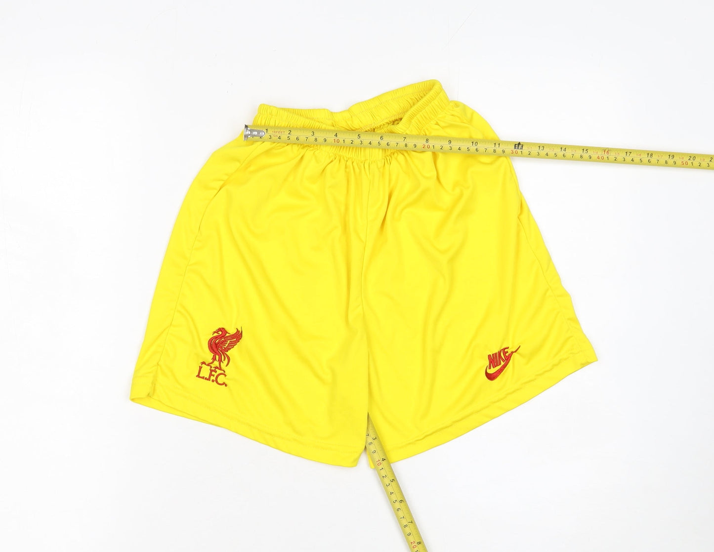 Nike Boys Yellow Liverpool FC Football Athletic Shorts Size 176