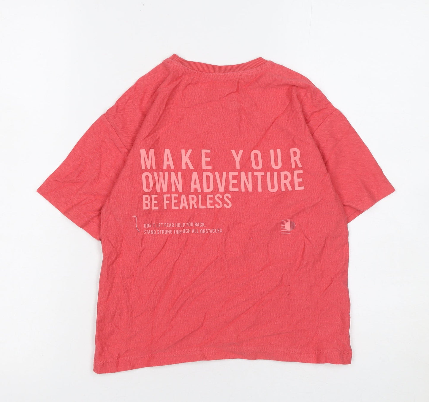 Dunnes Stores Girls Red Cotton Graphic Adventure T-Shirt 7-8 Years