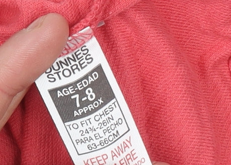Dunnes Stores Girls Red Cotton Graphic Adventure T-Shirt 7-8 Years