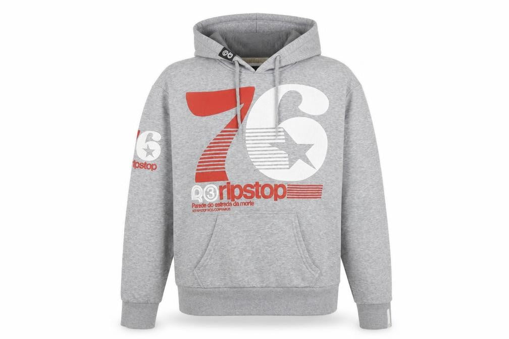 Ripstop Men's Grey XL Pullover Hoodie with Logo Print