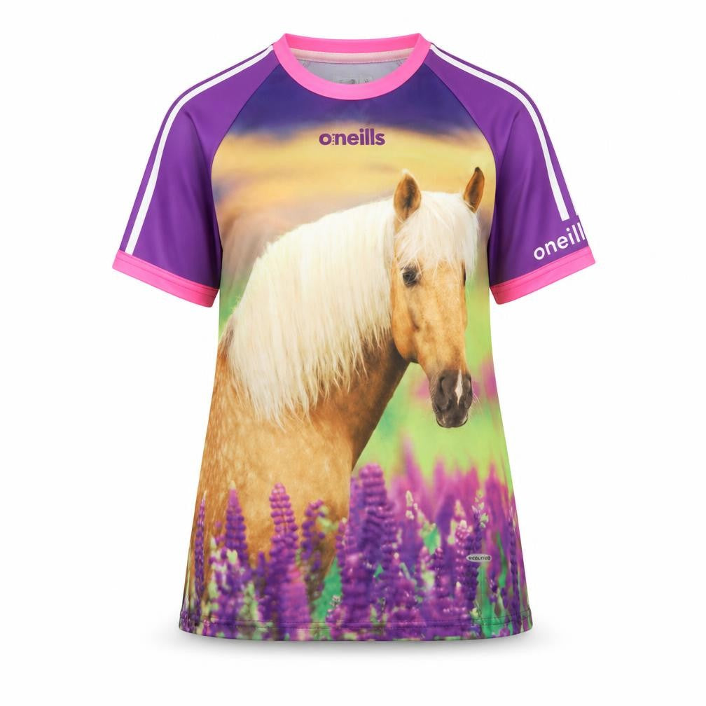 O'Neill Women's Purple Horse Print Koolite Polyester T-Shirt Size 14