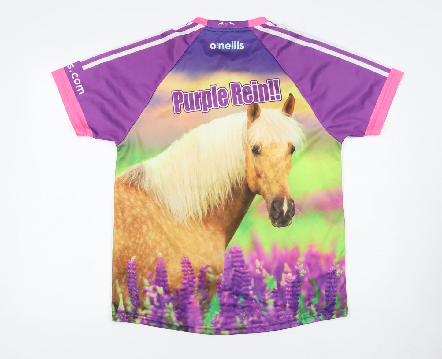 O'Neills Women's Purple Horse Print Koolite Polyester T-Shirt Size 14