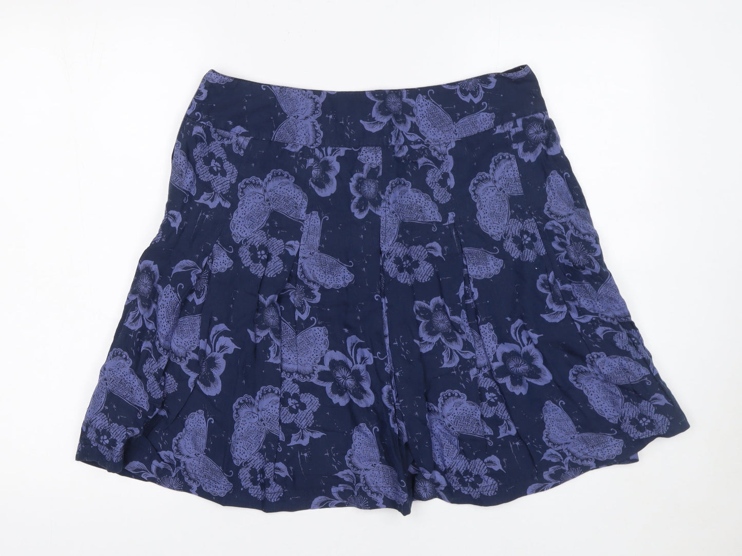 Fat Face Women Blue Floral A-Line Knee Length Skirt Size 10