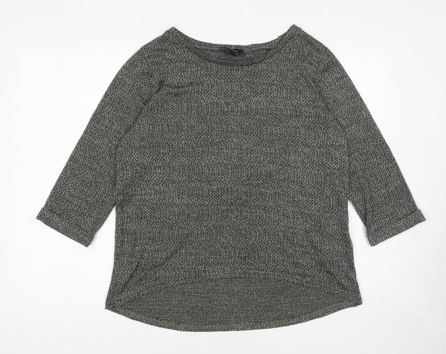 New Look Womens Grey Size 12 3/4 Sleeve Boat Neck Jumper