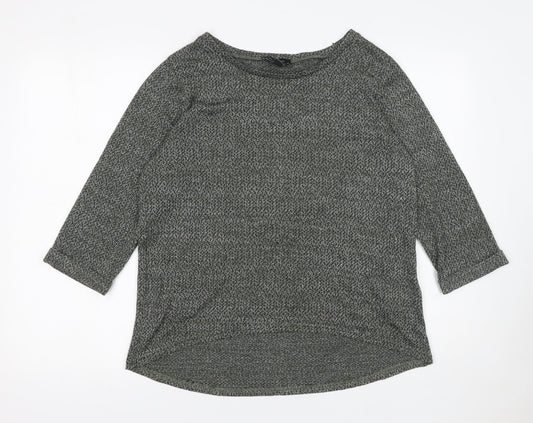 New Look Womens Grey Size 12 3/4 Sleeve Boat Neck Jumper