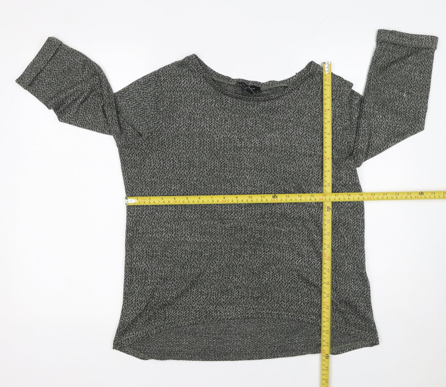 New Look Womens Grey Size 12 3/4 Sleeve Boat Neck Jumper