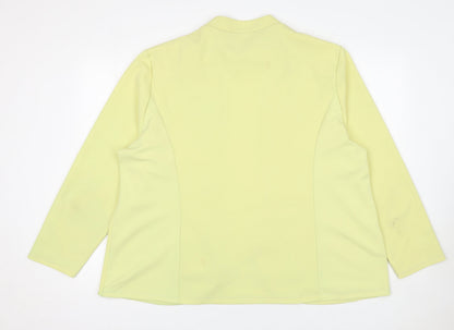 Close-up detail of Gerard Women’s Yellow Blazer, size UK 22, Open Front Stretch Jacket