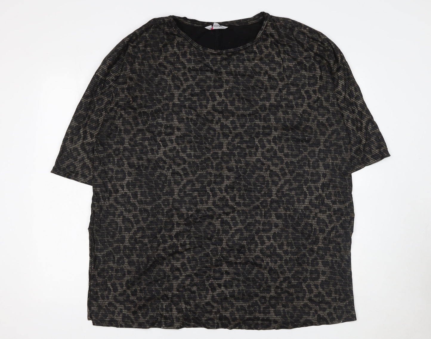 Yours Womens Black Animal Print Cotton Tunic T-Shirt Size 22