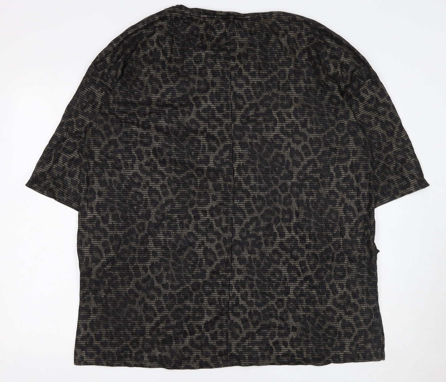 Yours Womens Black Animal Print Cotton Tunic T-Shirt Size 22