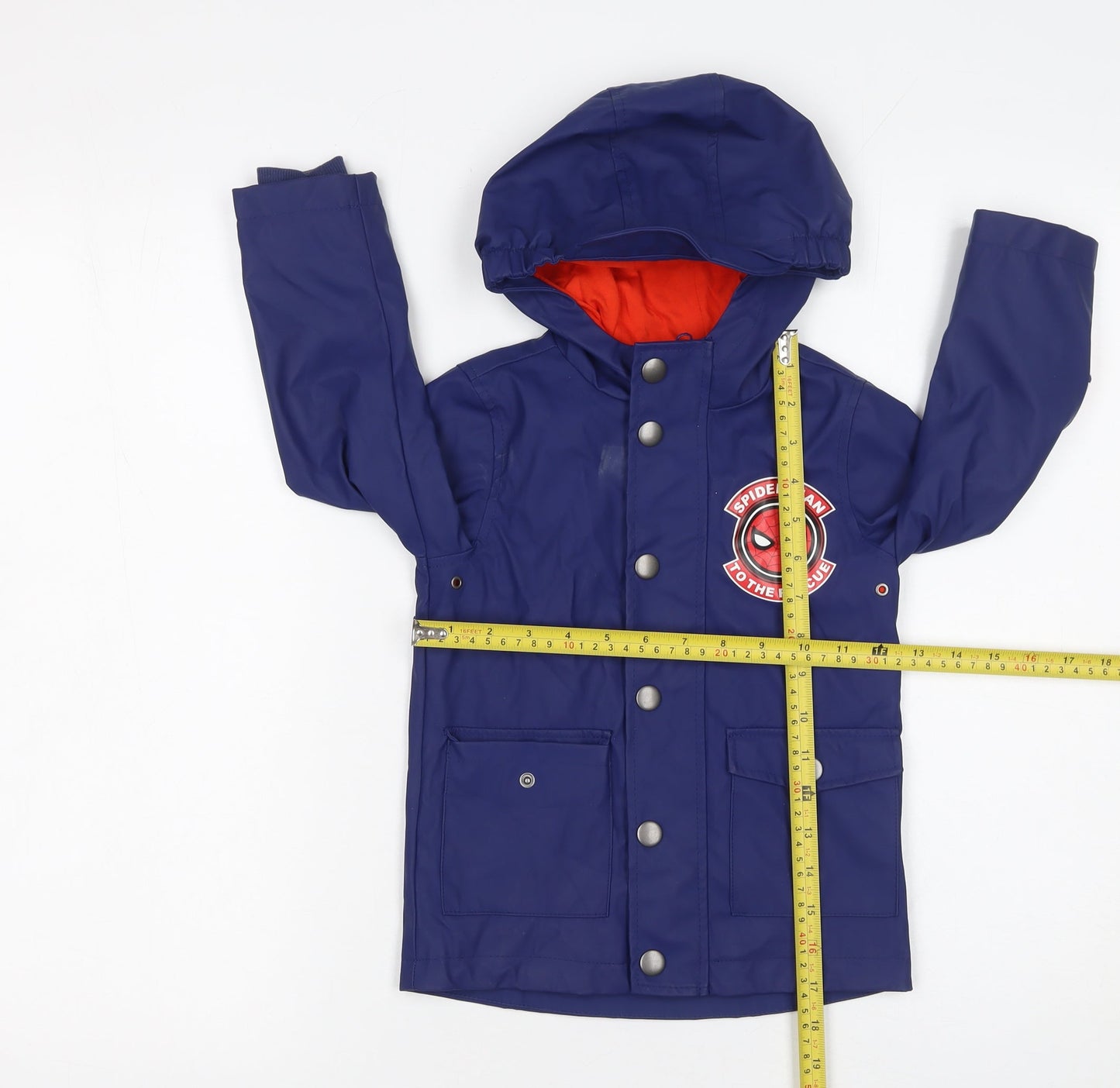 Marvel Boys Blue Spider-Man Hooded Waterproof Rain Coat Jacket 2-3 Years