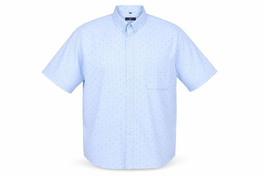 J&J Men’s Light Blue 2XL Short Sleeve Button-Up Cotton Blend Shirt