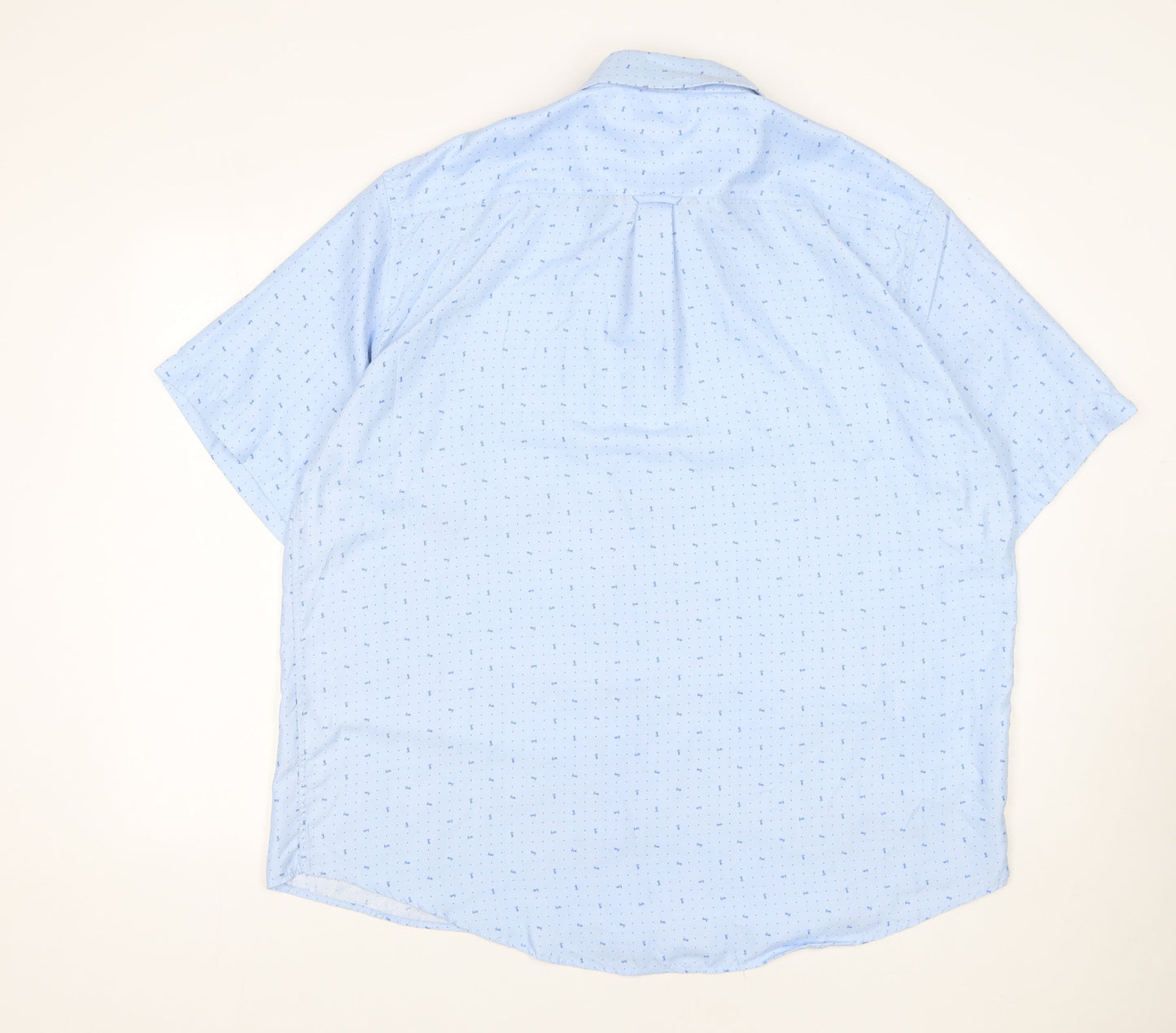 J&J Men’s Light Blue 2XL Short Sleeve Button-Up Cotton Blend Shirt