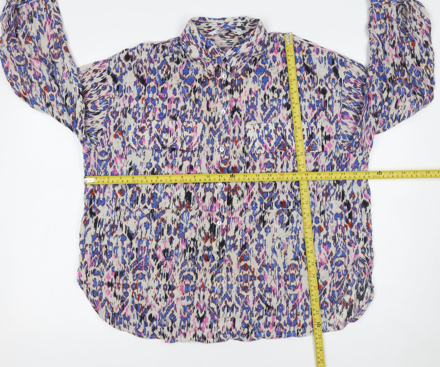 ZARA Women Multicoloured Cotton Button-Up Tunic Shirt Size S