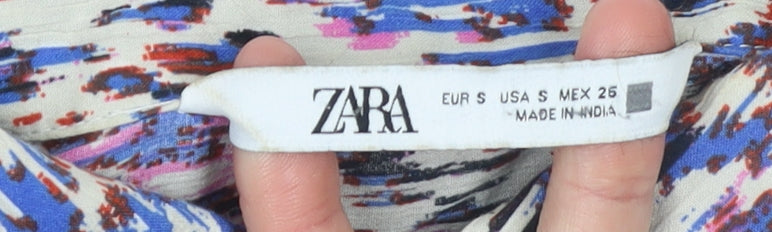 ZARA Women Multicoloured Cotton Button-Up Tunic Shirt Size S