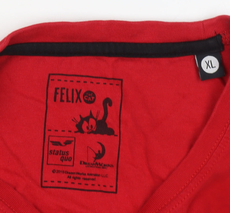 Status Quo Boys Red Felix the Cat Graphic XL T-Shirt