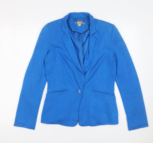 Awear Women Blue Size 10 Tailored One-Button Blazer Jacket