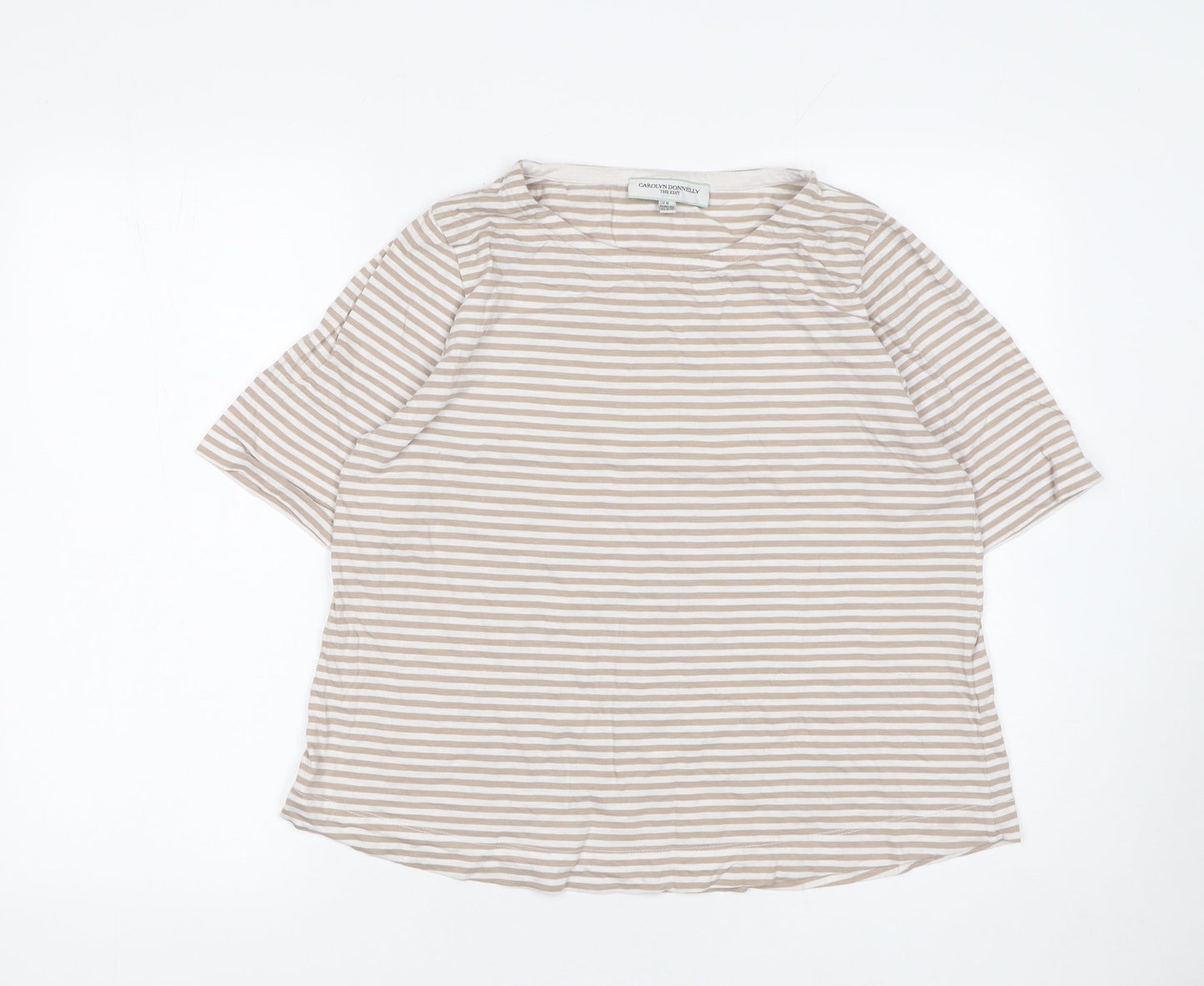 Carolyn Donnelly Women’s Beige Striped Cotton Short Sleeve T-Shirt M