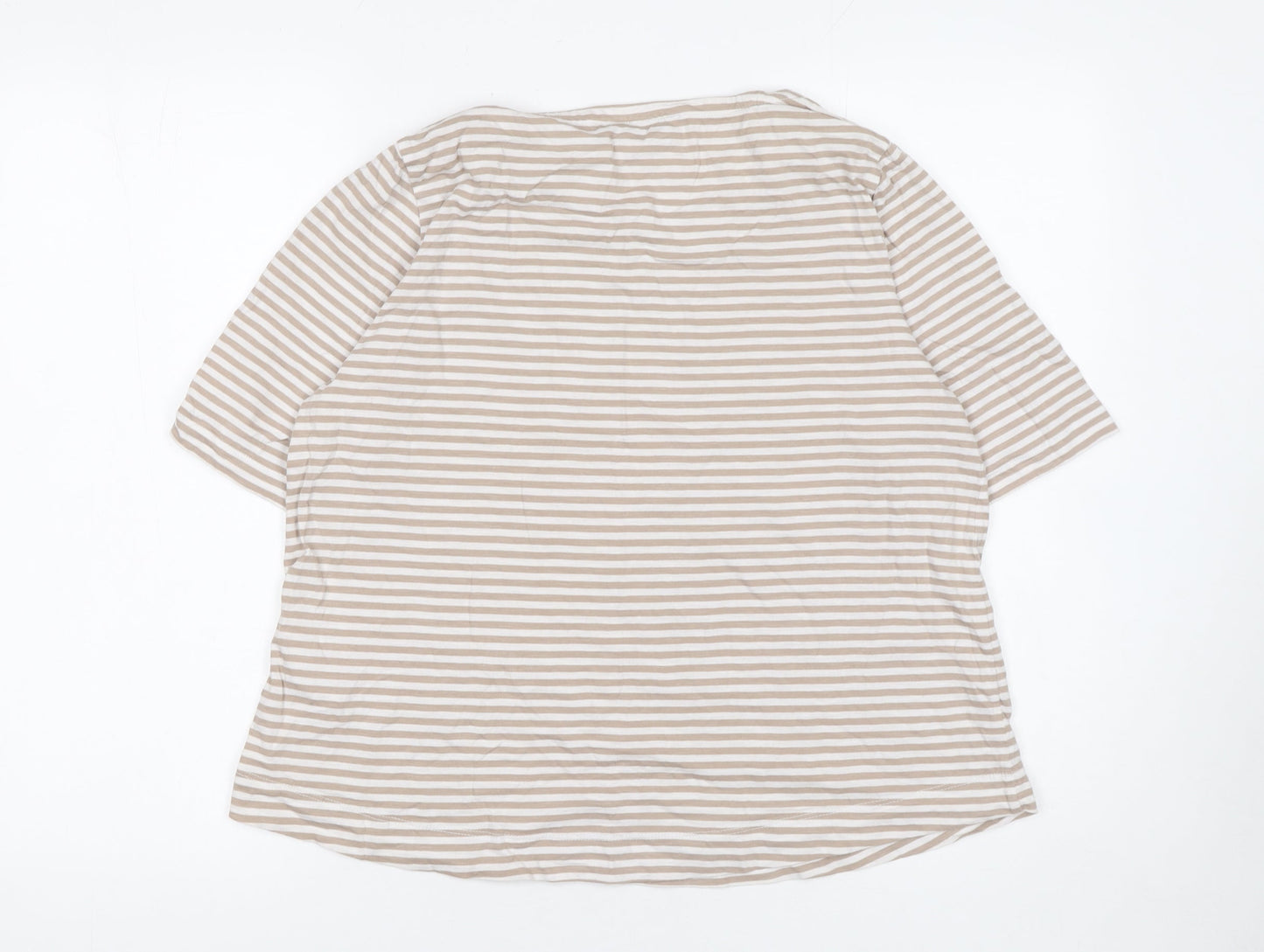 Carolyn Donnelly Women’s Beige Striped Cotton Short Sleeve T-Shirt M