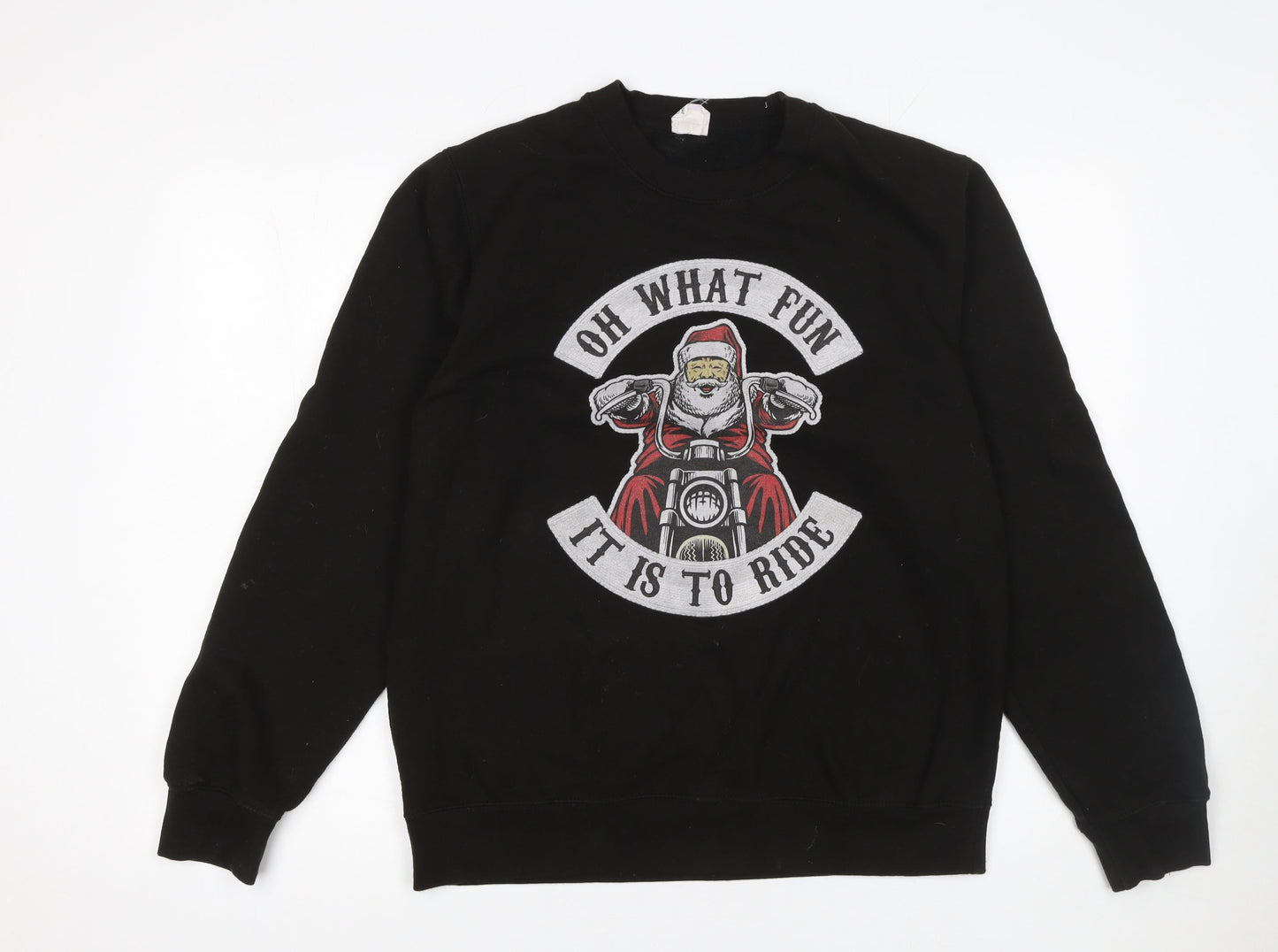 AWDis Men's Black Santa Biker Christmas Sweatshirt M