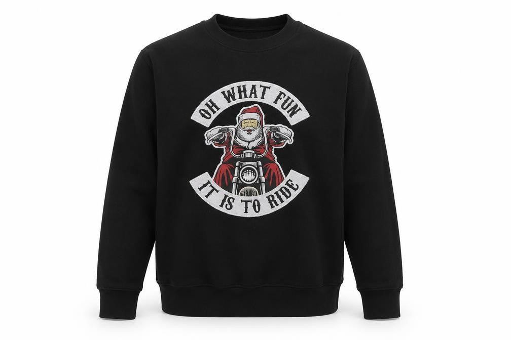 AWDis Men's Black Santa Biker Christmas Sweatshirt M
