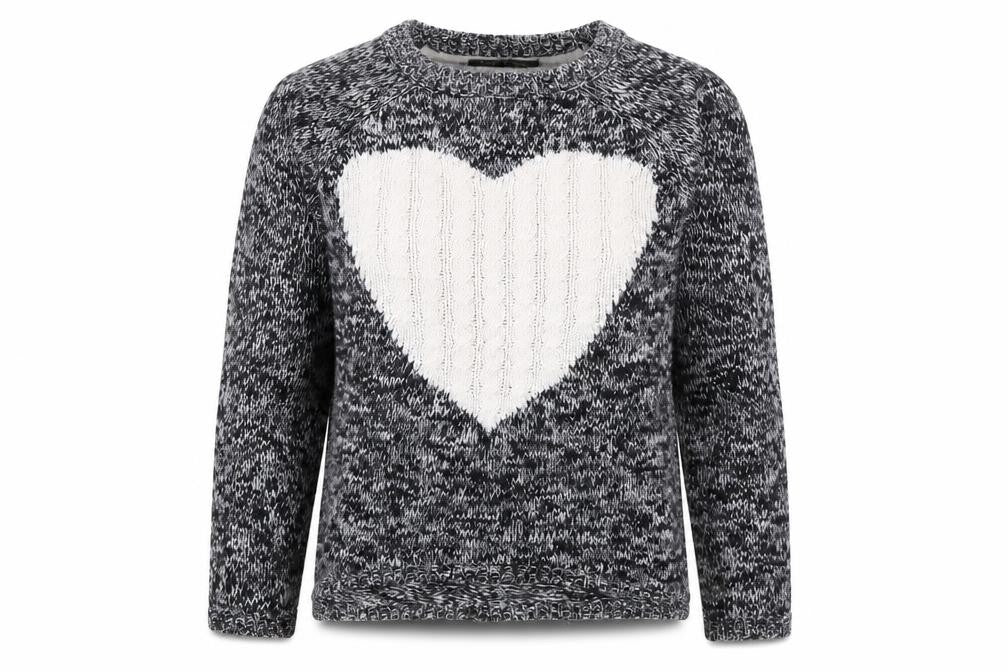 Heart & Soul Women's Black White Heart Knit Jumper Size 12