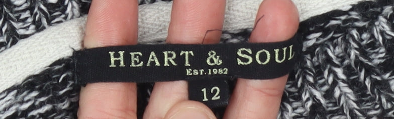 Heart & Soul Women's Black White Heart Knit Jumper Size 12