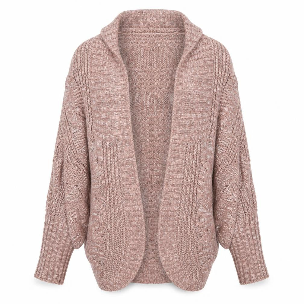 Oasis Womens Pink Chunky Knit Open Cardigan L