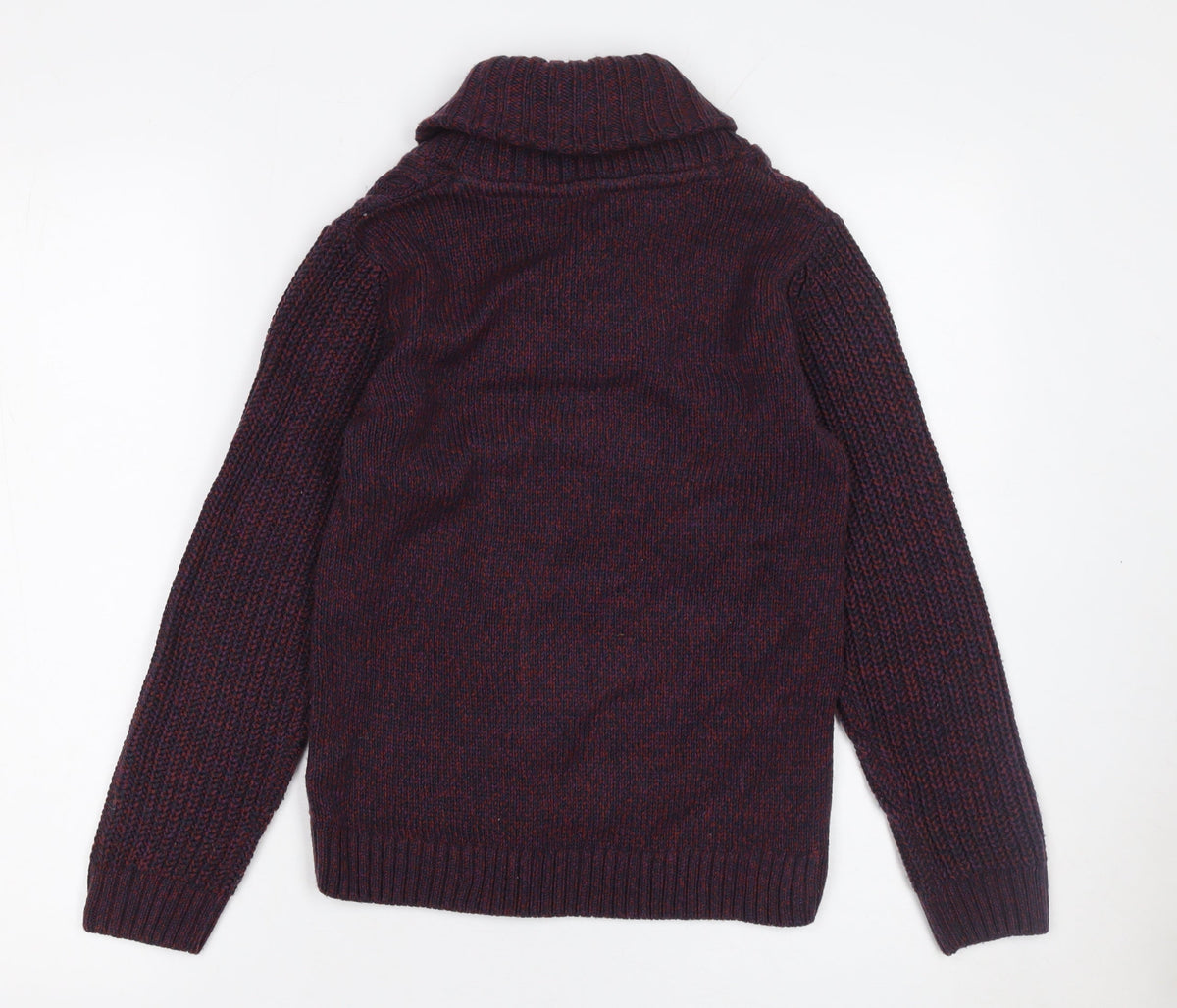 St. Bernard for Dunnes Stores Boys Burgundy Cable-Knit Shawl Collar Jumper Age 10-11