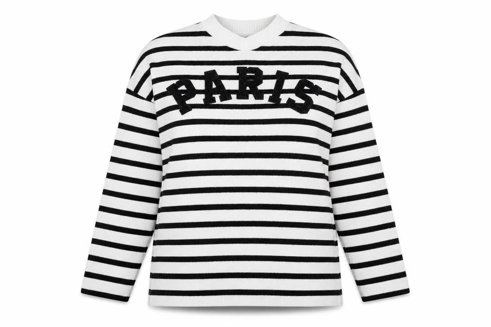 F&F Women’s Black White Striped Paris Jumper Size S Long Sleeve