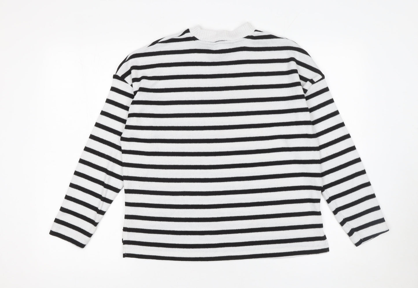 F&F Women’s Black White Striped Paris Jumper Size S Long Sleeve