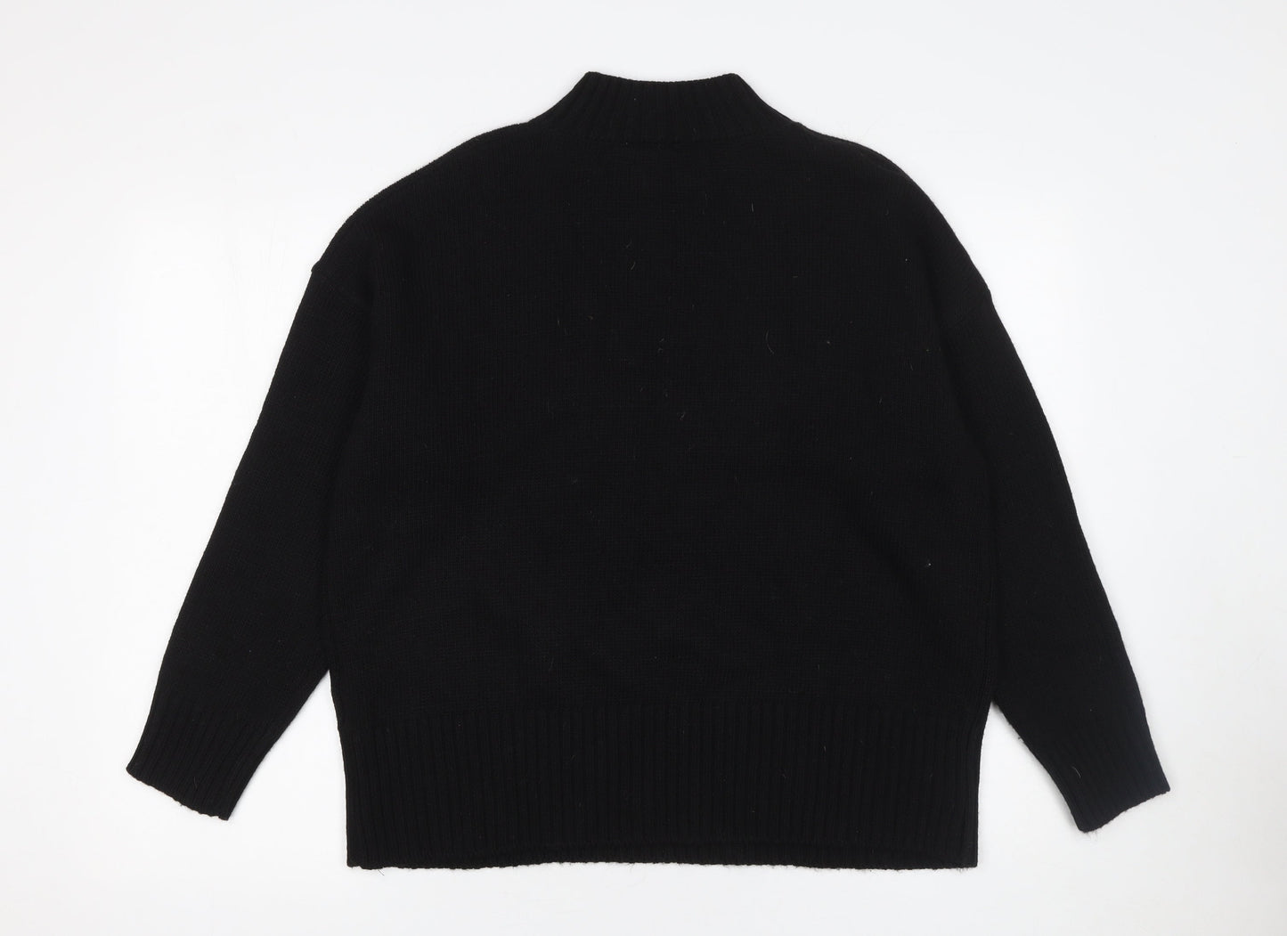 KAOS Jeans Womens Black Mock Neck Funny Face Pullover Jumper Size S