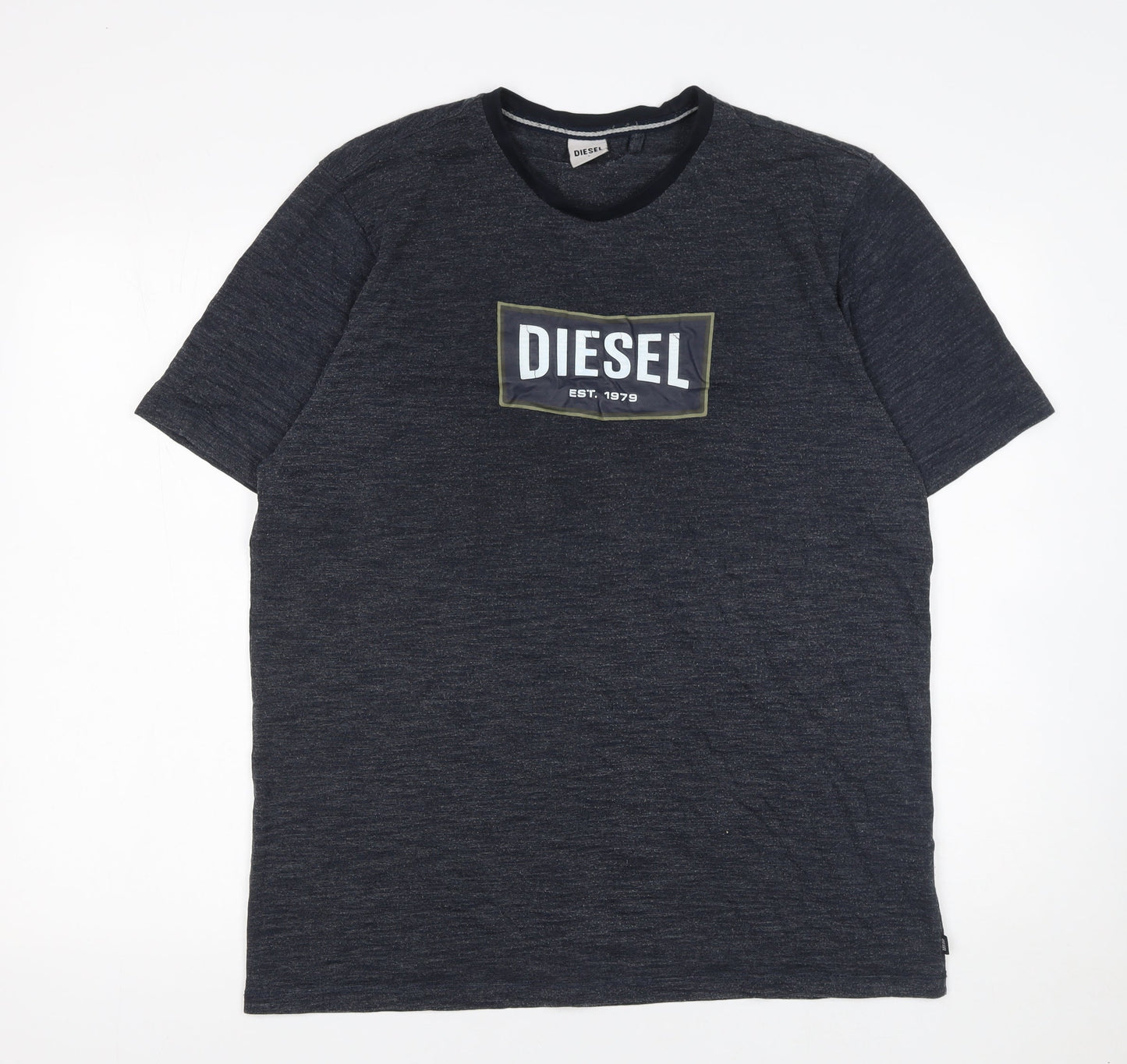Diesel Men’s Black Logo Crew Neck Short Sleeve T-Shirt Size L