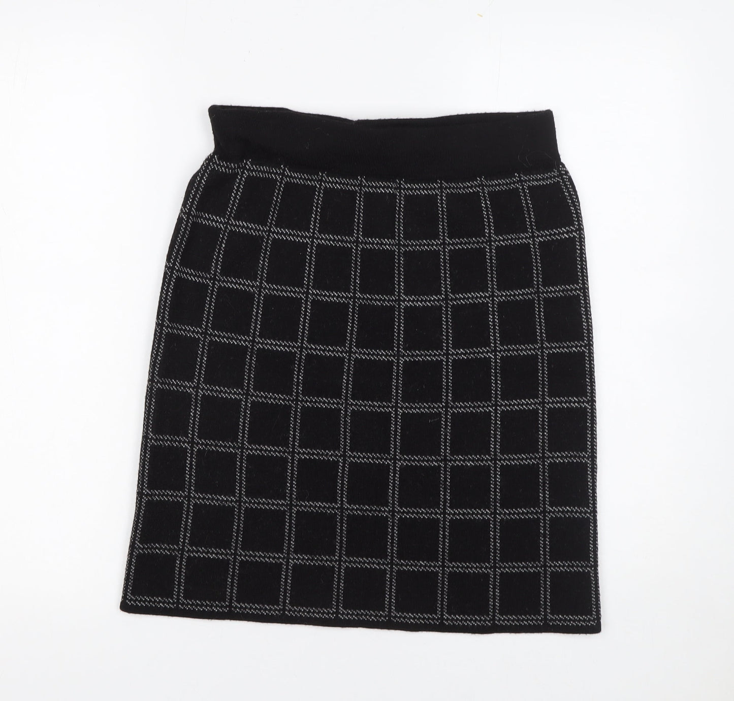 KENAR Women's Black Checked Knit Pencil Skirt Size S