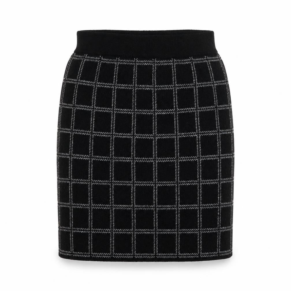 KENAR Women's Black Checked Knit Pencil Skirt Size S