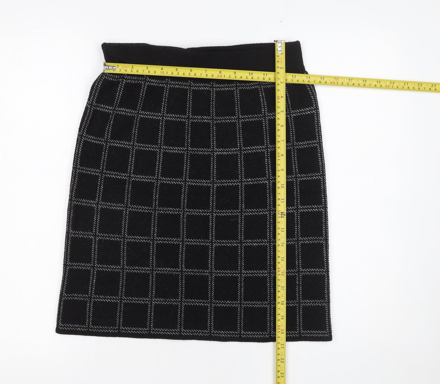 KENAR Women's Black Checked Knit Pencil Skirt Size S