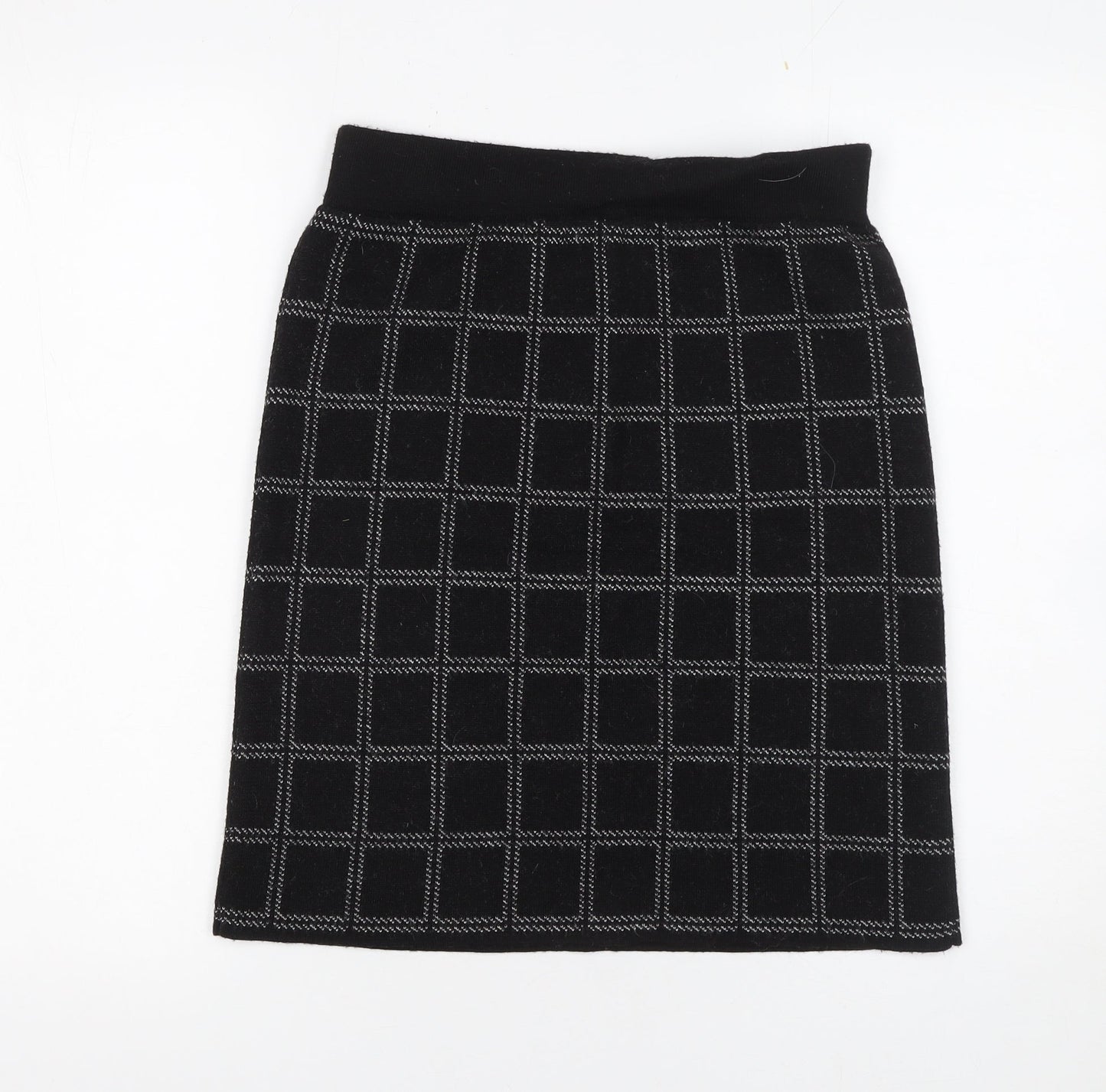 KENAR Women's Black Checked Knit Pencil Skirt Size S