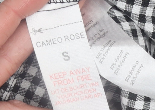Cameo Rose Womens Black Gingham Sleeveless Smocked Peplum Top Size S