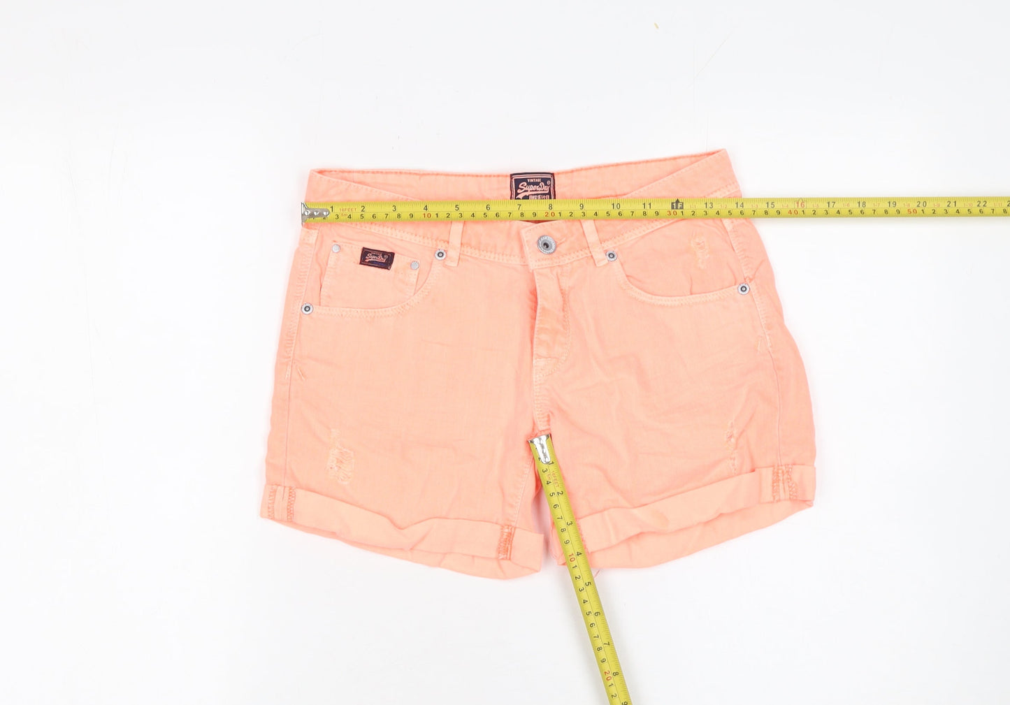 Superdry Women’s Orange 24in Chino Shorts 100% Cotton Vintage Style