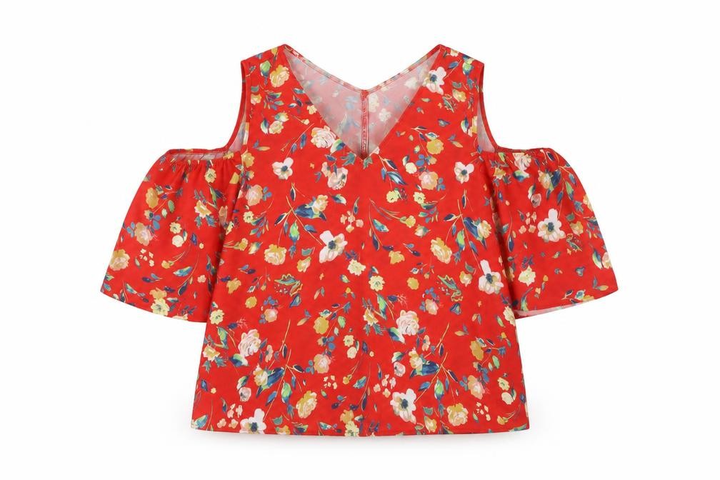 Atmosphere Womens Red Floral Cold Shoulder Tunic Blouse Size 14