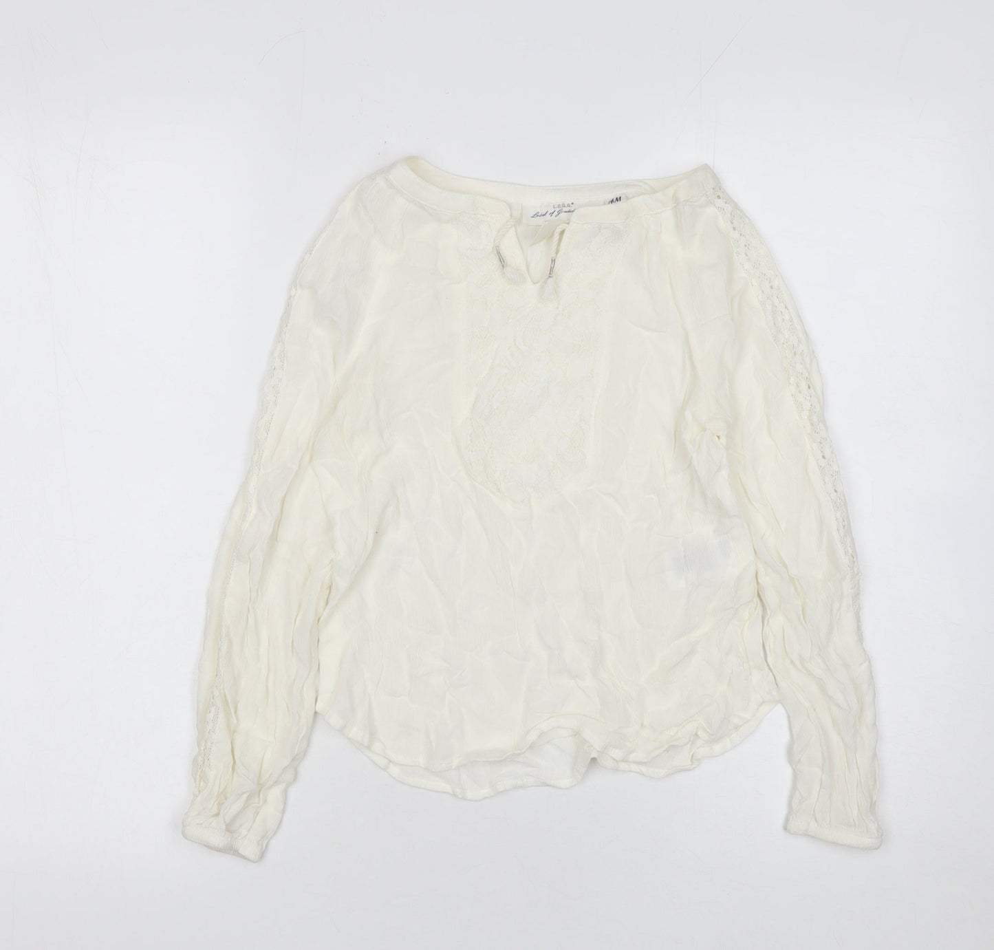 H&M Girls Ivory Lace Tunic Blouse 9-10 Years Lightweight Viscose Top