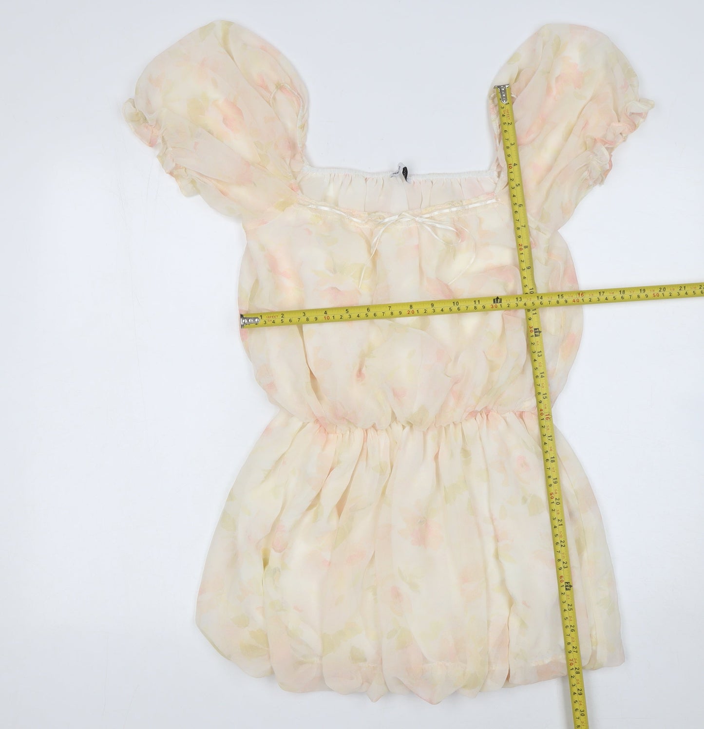 Bershka Women’s Floral Short Puff Sleeve Fit & Flare Dress S