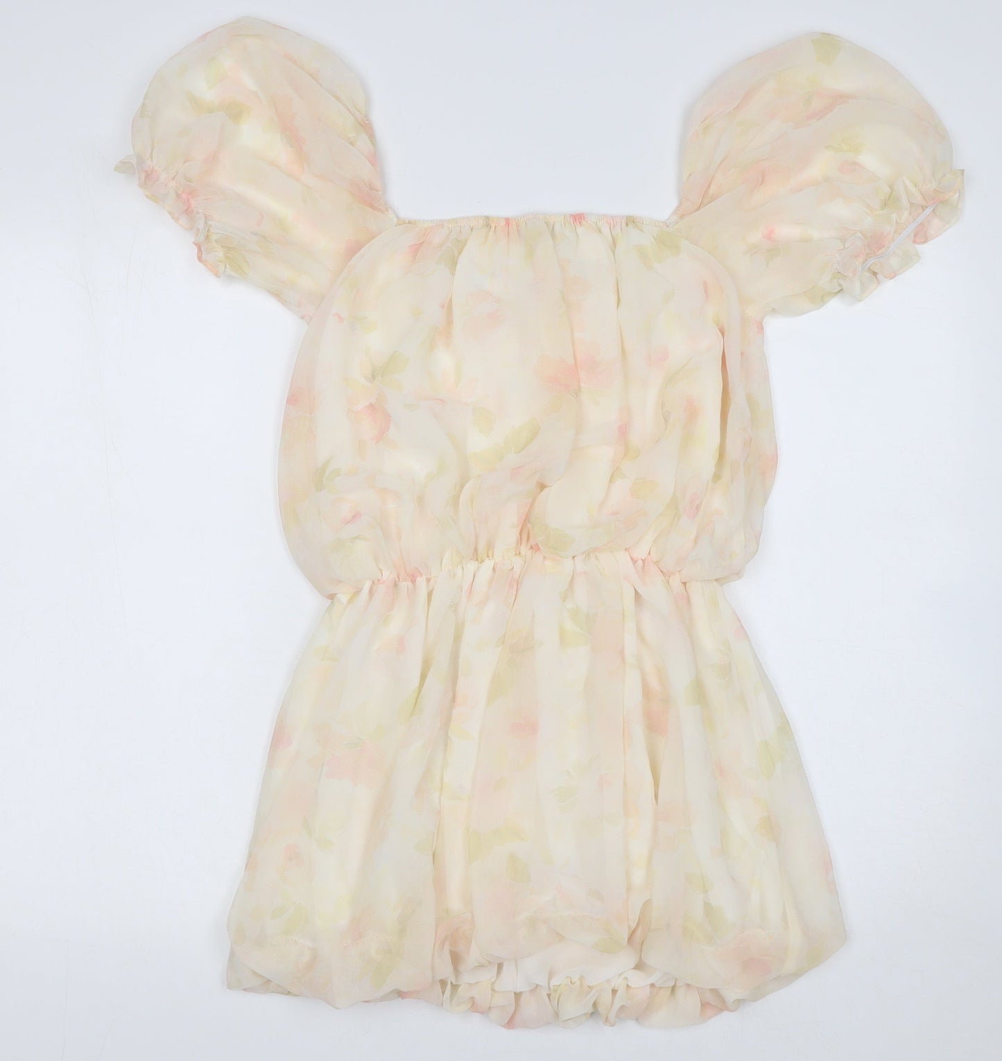 Bershka Women’s Floral Short Puff Sleeve Fit & Flare Dress S
