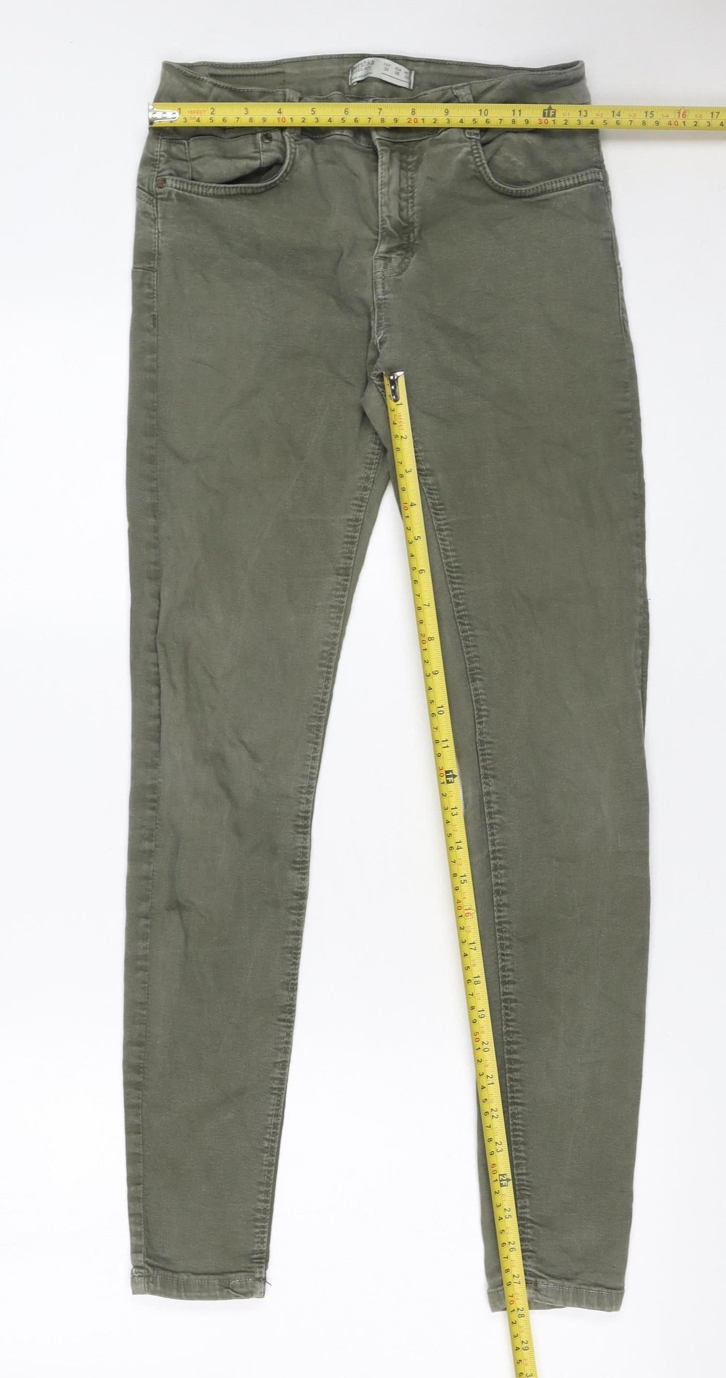 Bershka Women's Green Skinny Stretch Jeans Size 10 Slim Fit