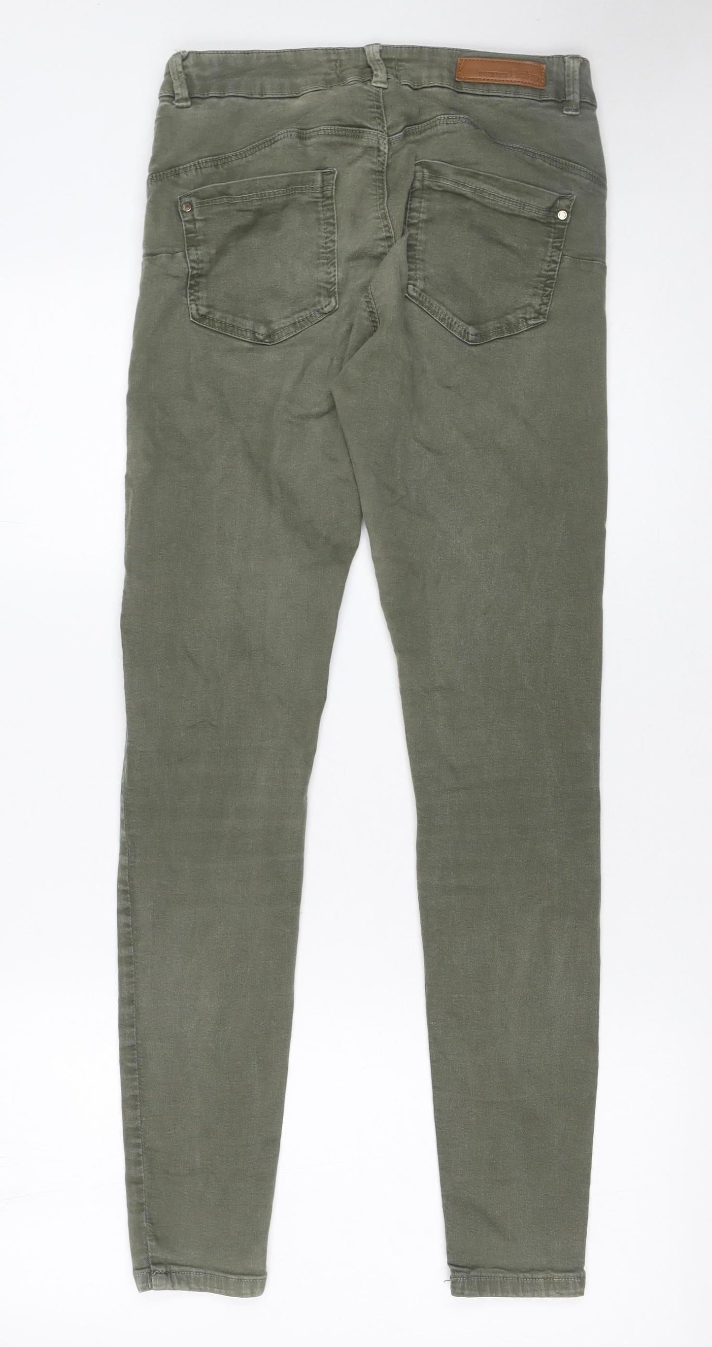 Bershka Women's Green Skinny Stretch Jeans Size 10 Slim Fit