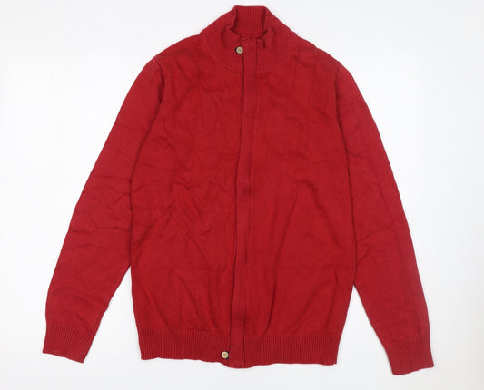 NEGRO YOUTH FEVER Men's Red XL Full Zip Cotton Jumper