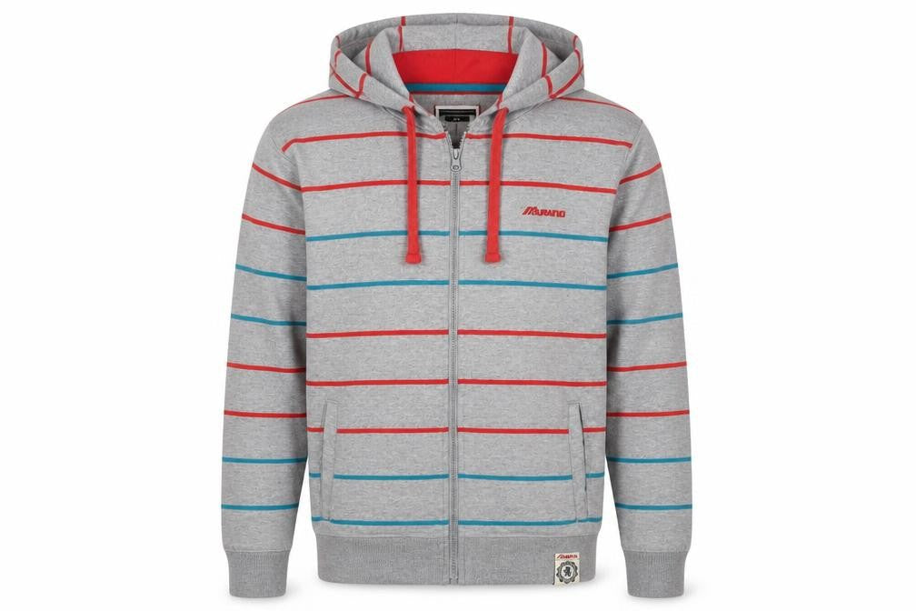 Murano Men's Grey Striped Full Zip Hoodie Small