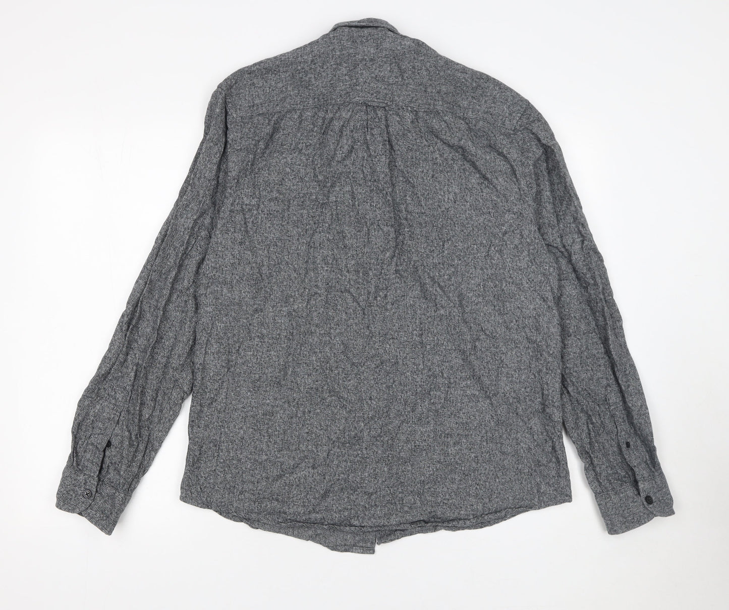 Primark Men's Grey Regular Fit Cotton Long Sleeve Button-Up Shirt Size L